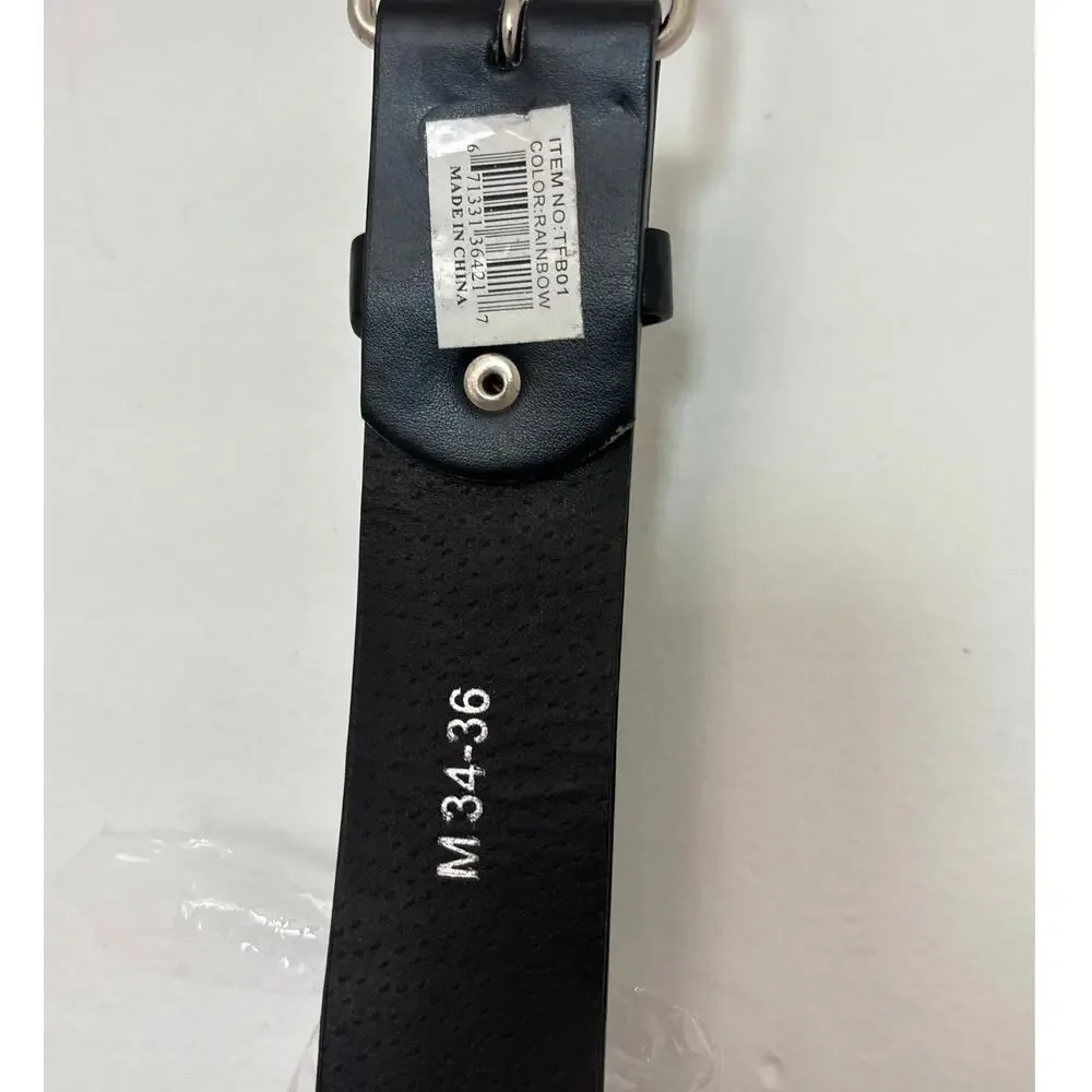 Rainbow Lego Brick Black Belt NWT
